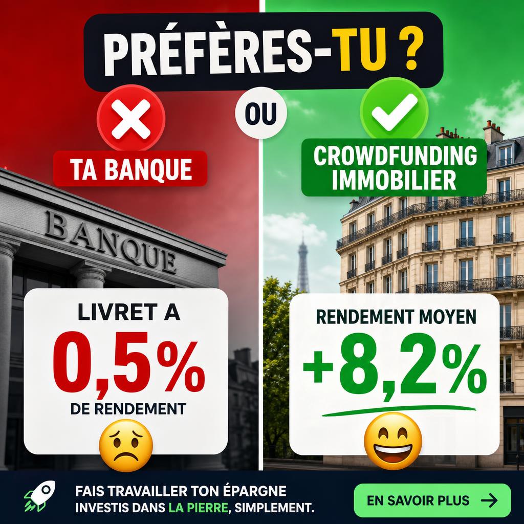 Exemple single image Meta Ads comparatif préfères-tu pour une plateforme de crowdfunding immobilier